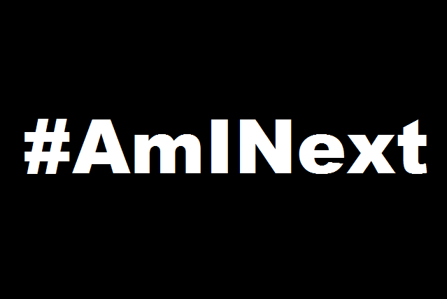AmINext text over black background